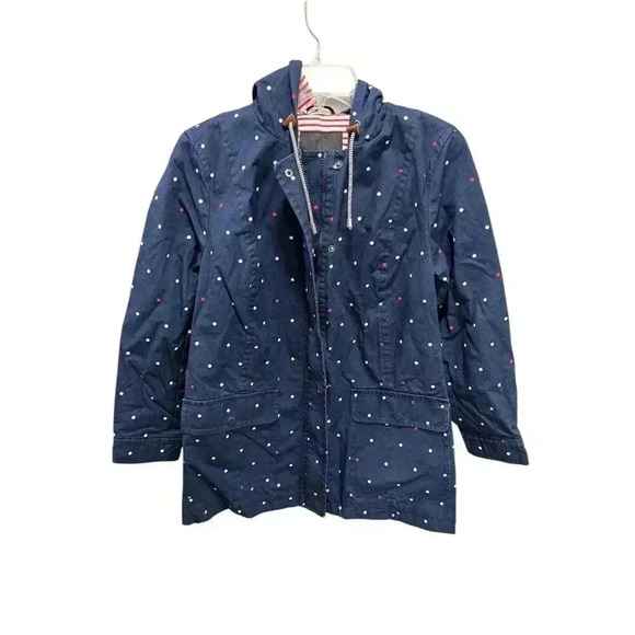 Talbots Women's Small Navy with Red/White Polka Dots Hooded Jacket with Pockets - Picture 2 of 5